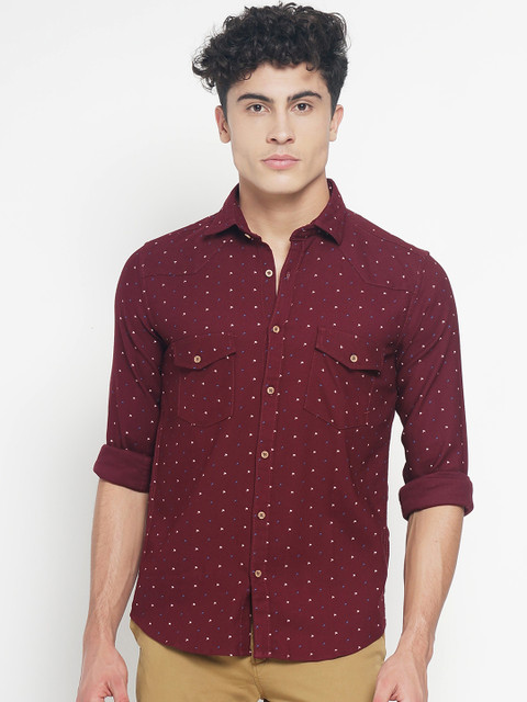 

IVOC Men Maroon Slim Fit Printed Casual Shirt