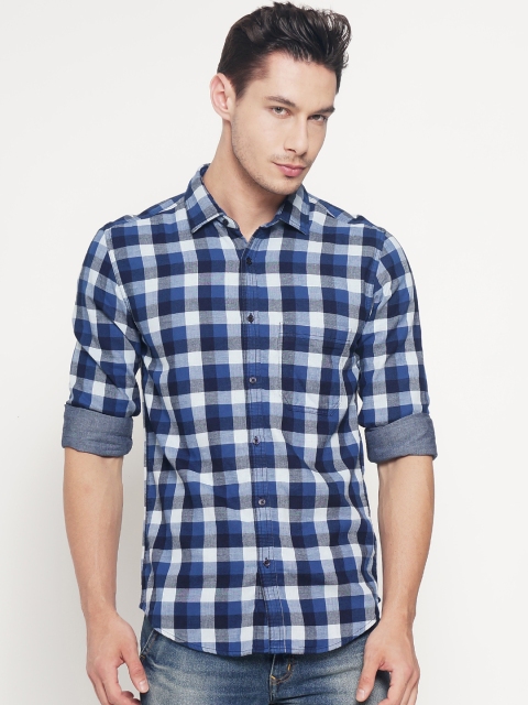

IVOC Men Blue & White Slim Fit Checked Casual Shirt