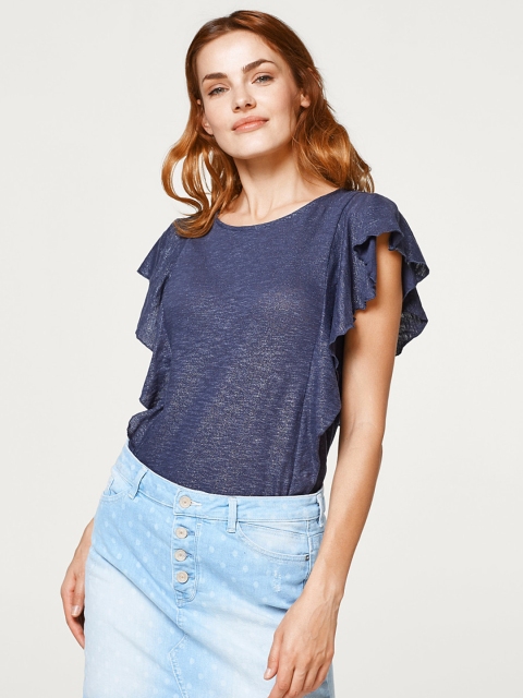 

ESPRIT Women Navy Blue Solid Top