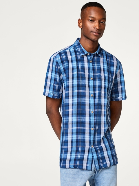 

ESPRIT Men Blue Regular Fit Checked Casual Shirt