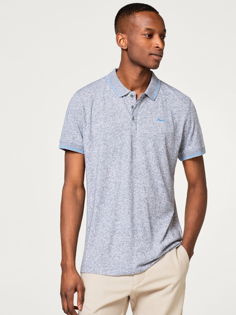 

ESPRIT Men Grey Melange Solid Polo Collar T-shirt