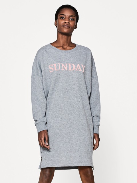

ESPRIT Women Grey Melange Solid T-shirt Dress