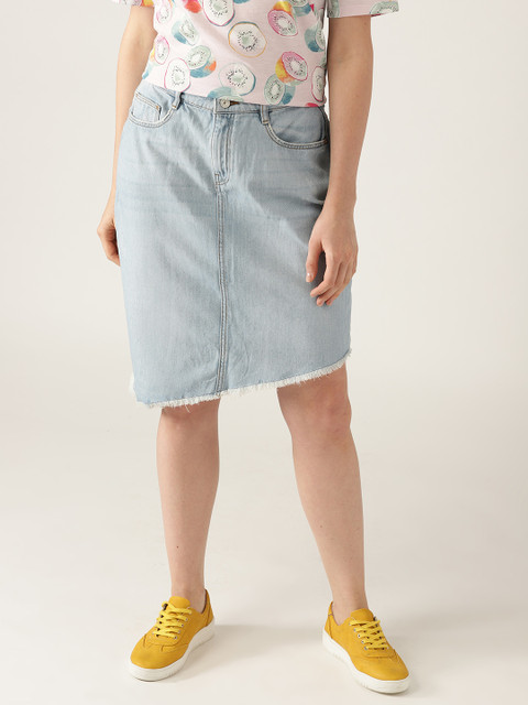 

ESPRIT Women Blue Denim Straight Skirt