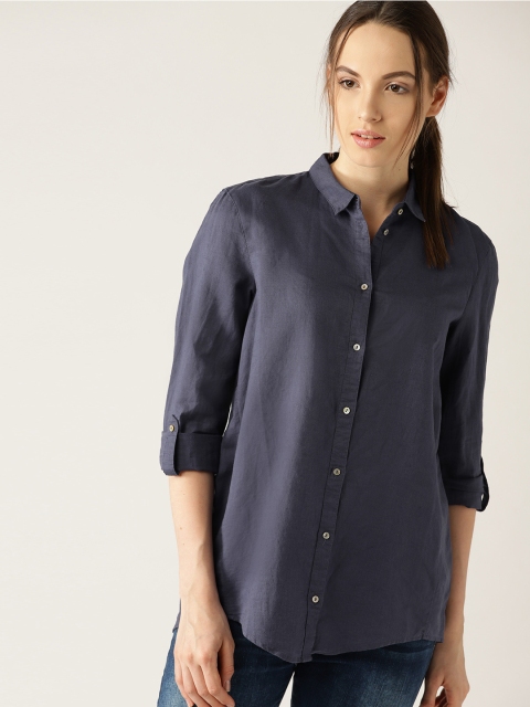 

ESPRIT Women Blue Regular Fit Solid Casual Shirt