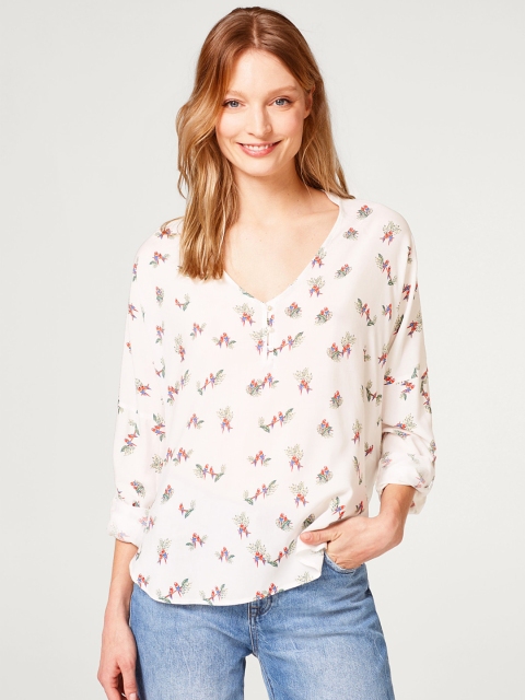 

ESPRIT Women White Printed Top