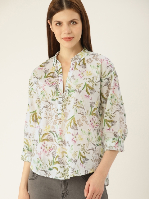 

ESPRIT Women Off-White Printed Shirt Style Top