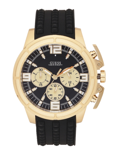 

GUESS Men Black & Cream-Coloured Chronograph Watch W1115G1