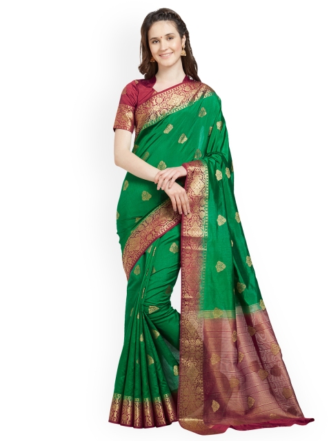

Viva N Diva Green & Maroon Woven Design Kanjeevaram Saree