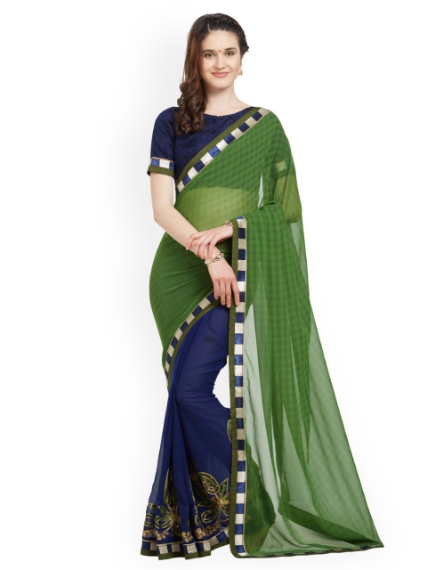 

Viva N Diva Green & Blue Checked Saree