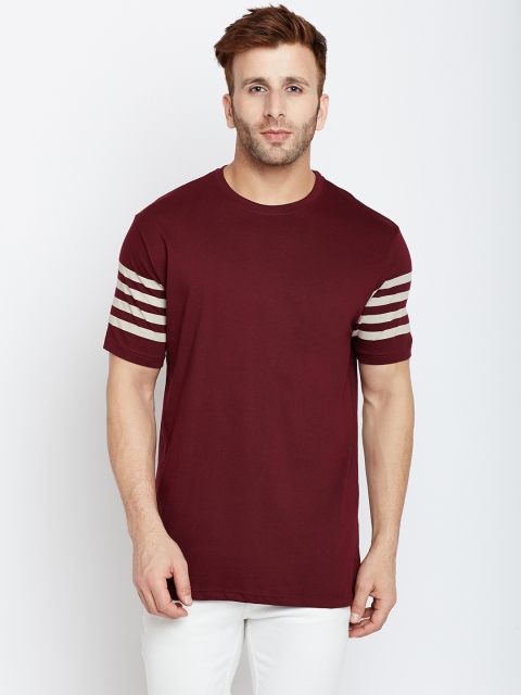 

The Dry State Men Maroon Solid Round Neck T-shirt