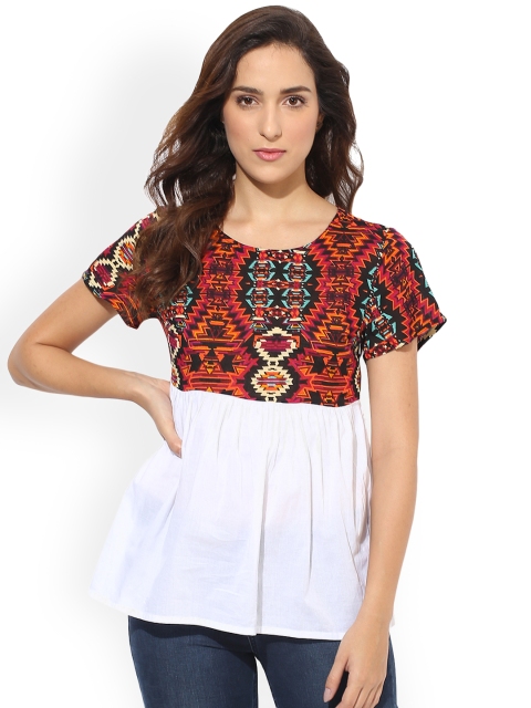 

Heather Hues Women Multicoloured Printed Peplum Top, Multi
