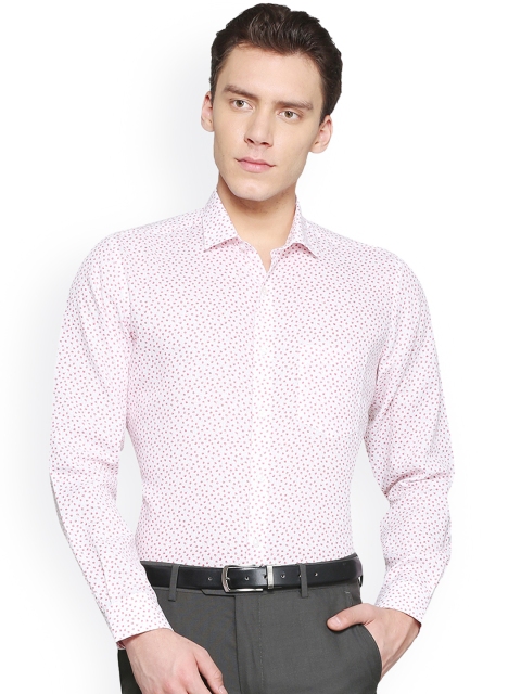 

Van Heusen Men White & Pink Regular Fit Printed Linen Formal Shirt