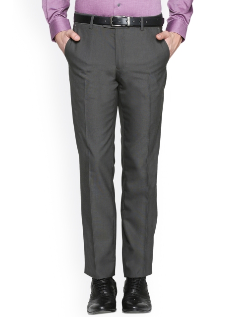 

Van Heusen Men Grey Slim Fit Solid Formal Trousers