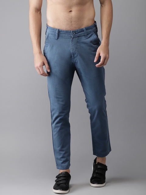 

Moda Rapido Men Blue Slim Fit Solid Cropped Chinos