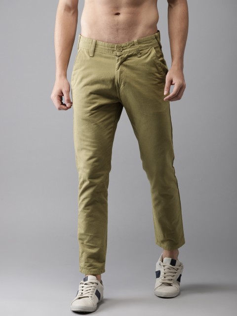 

Moda Rapido Men Olive Green Slim Fit Solid Cropped Chinos