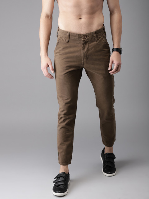 

HERE&NOW Men Brown Slim Fit Solid Cropped Chinos
