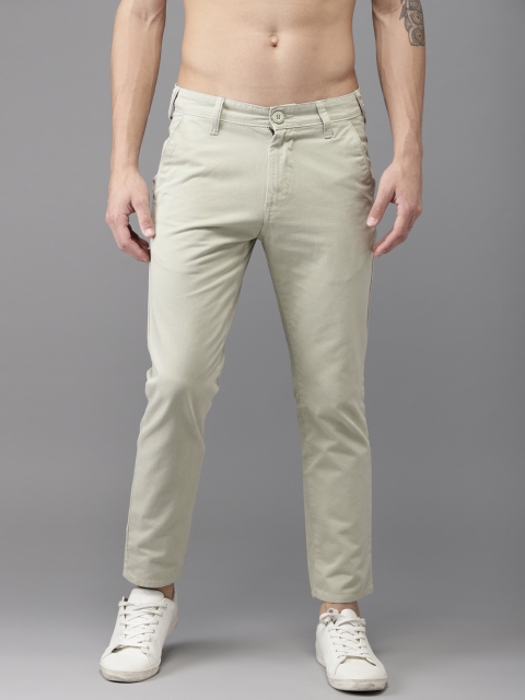 

HERE&NOW Men Beige Slim Fit Solid Cropped Chinos