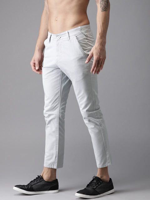 

HERE&NOW Men Grey Slim Fit Solid Cropped Chinos