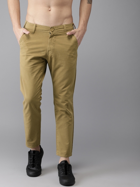 

HERE&NOW Men Khaki Slim Fit Solid Cropped Chinos