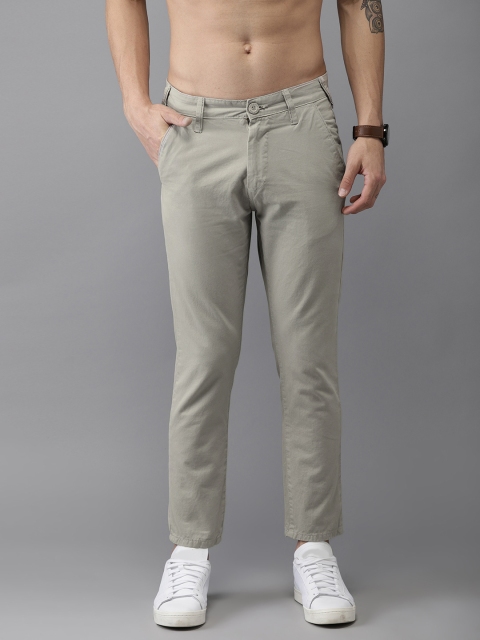 

HERE&NOW Men Grey Slim Fit Solid Cropped Chinos