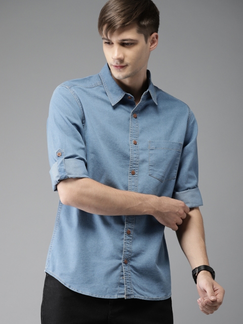

Moda Rapido Men Blue Regular Fit Solid Denim Casual Shirt