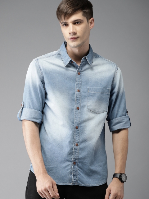 

Moda Rapido Men Blue Regular Fit Faded Denim Casual Shirt