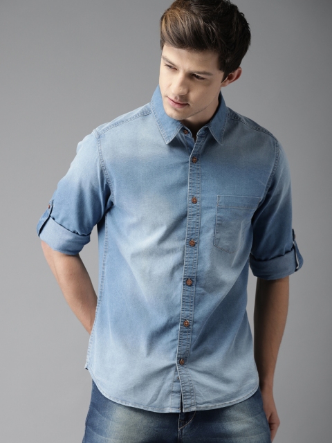

Moda Rapido Men Blue Regular Fit Faded Denim Casual Shirt