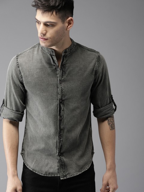 

HERE&NOW Men Black Regular Fit Faded Casual Shirt