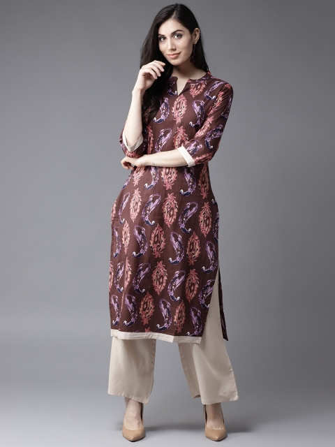 

HERE&NOW Women Brown & Beige Printed Kurta with Palazzos