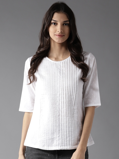 

HERE&NOW Women Off-White Self Design Top