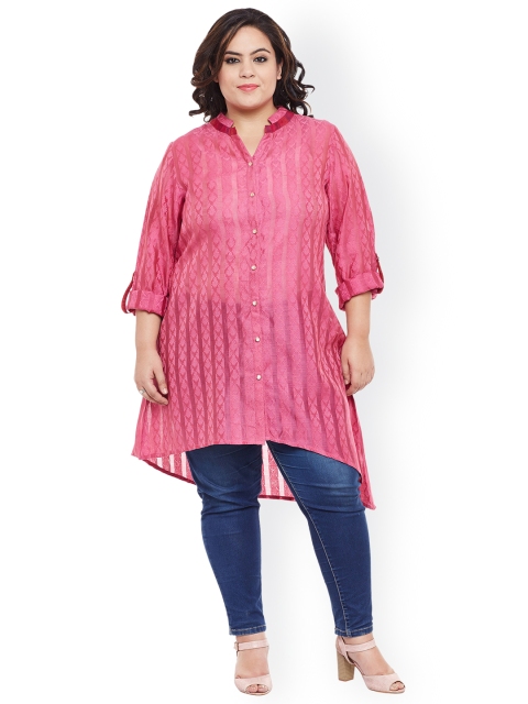 

TALINUM Women Pink Printed Straight Kurta