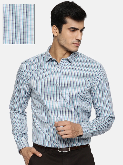 

Independence Men Blue & White Slim Fit Checked Formal Shirt