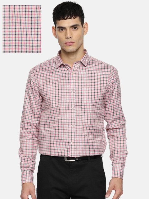 

Independence Men Beige & Black Slim Fit Checked Formal Shirt