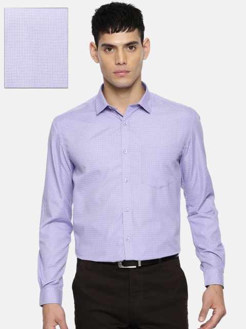 

Independence Men Lavender Slim Fit Checked Formal Shirt