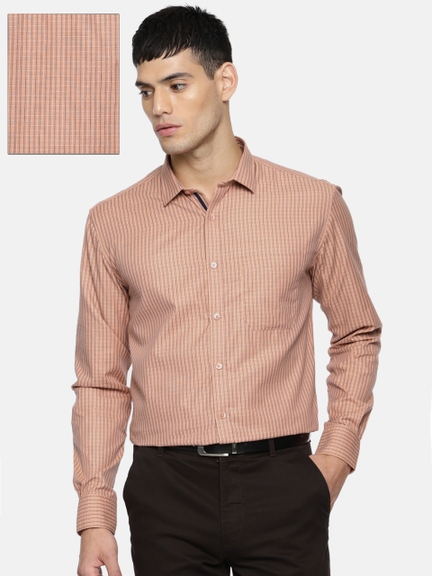

Independence Men Orange & Blue Slim Fit Checked Formal Shirt