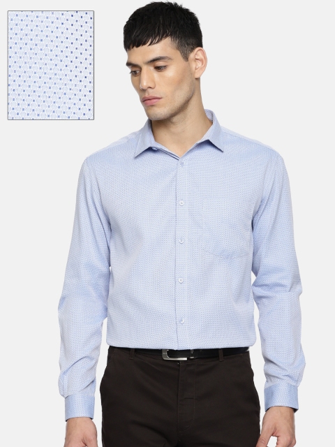 

Independence Men Blue Slim Fit Self Design Formal Shirt