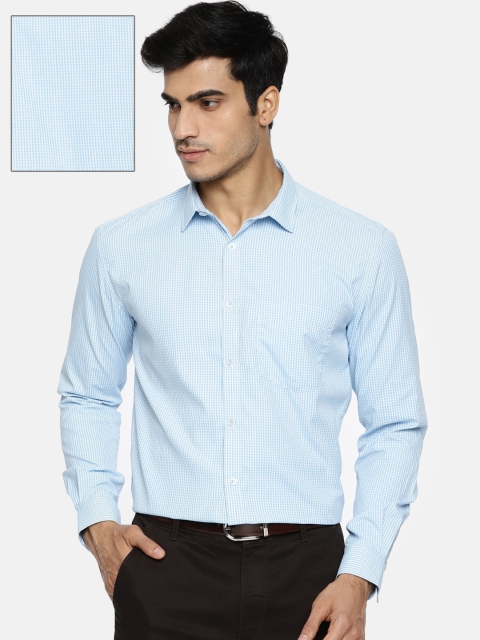 

Independence Men Blue & White Slim Fit Checked Formal Shirt