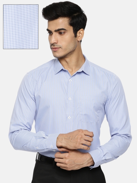

Independence Men Blue & White Slim Fit Checked Formal Shirt
