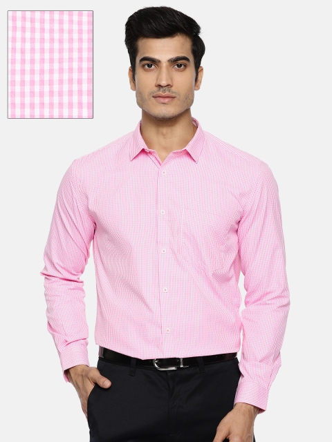 

Independence Men Pink & White Slim Fit Checked Formal Shirt