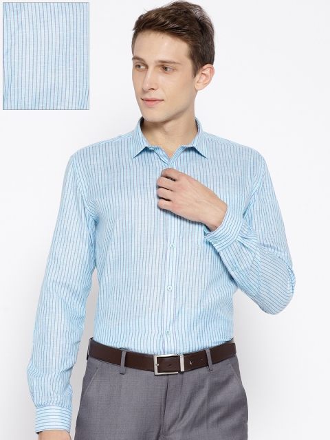 

Independence Men Blue Slim Fit Striped Formal Shirt