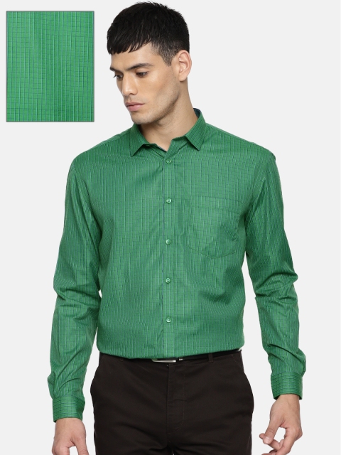 

Independence Men Green & Blue Slim Fit Checked Formal Shirt