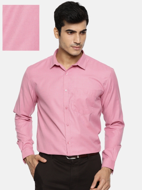 

Independence Men Pink Slim Fit Checked Formal Shirt