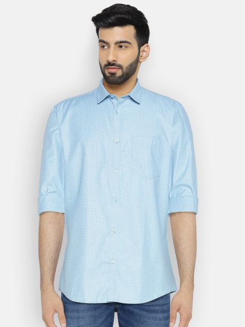 

Independence Men Blue Slim Fit Checked Formal Shirt
