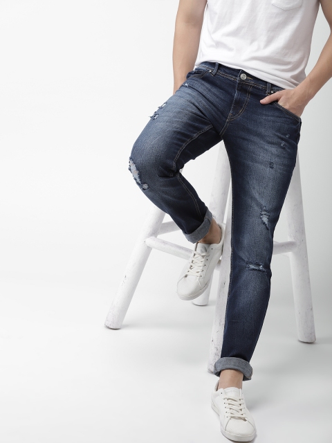 

Mast & Harbour Men Blue Slim Fit Mid-Rise Mildly Distressed Stretchable Jeans