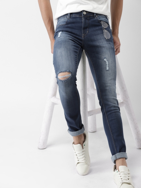 

Mast & Harbour Men Blue Skinny Fit Mid-Rise Mildly Distressed Stretchable Jeans