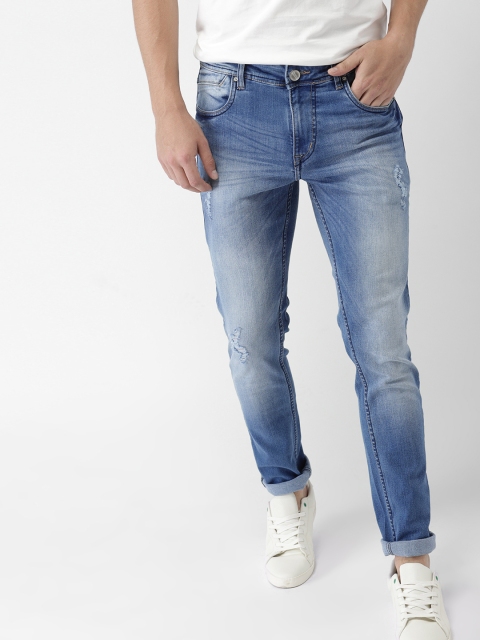 

Mast & Harbour Men Blue Skinny Fit Mid-Rise Mildly Distressed Stretchable Jeans