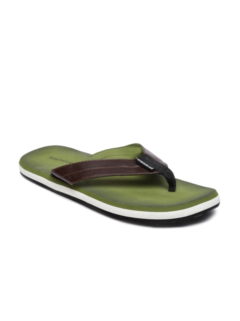 

Peter England Men Brown & Green Solid Thong Flip-Flops