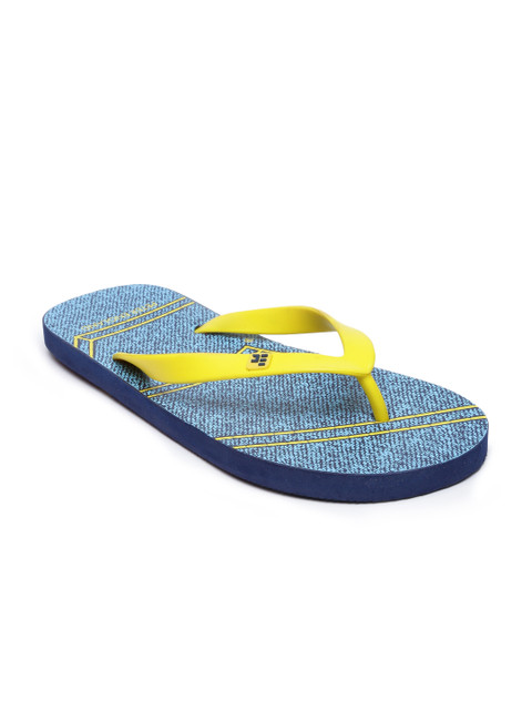 

Peter England Men Yellow & Blue Printed Thong Flip-Flops
