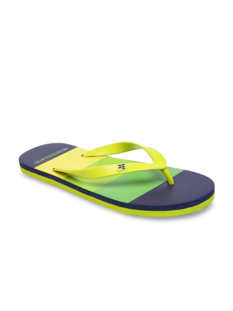 

Peter England Men Yellow & Blue Colourblocked Thong Flip-Flops