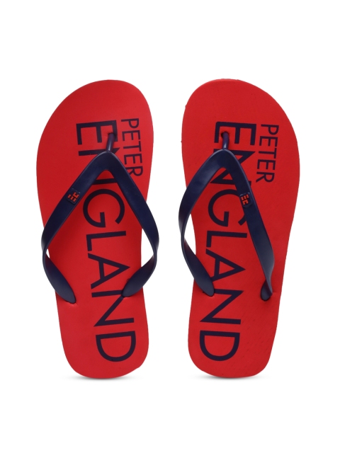 

Peter England Men Navy Blue & Red Printed Thong Flip-Flops